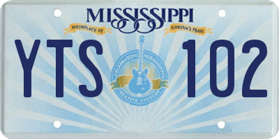 MS license plate YTS102