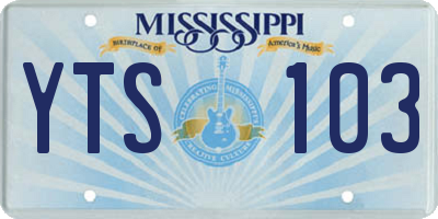MS license plate YTS103