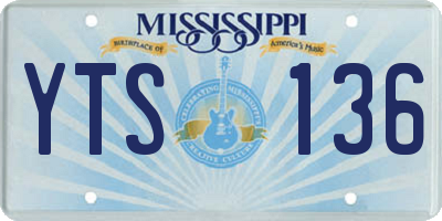 MS license plate YTS136