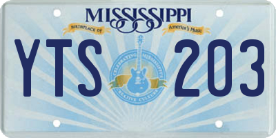 MS license plate YTS203