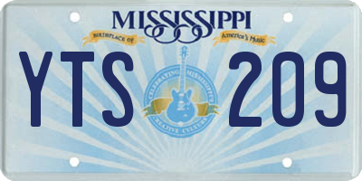 MS license plate YTS209