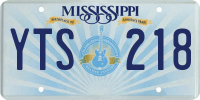 MS license plate YTS218