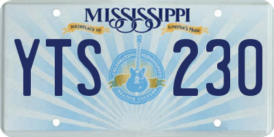 MS license plate YTS230