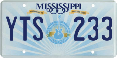 MS license plate YTS233