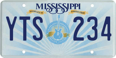 MS license plate YTS234