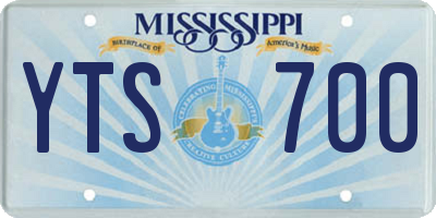 MS license plate YTS700