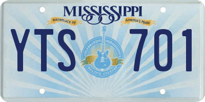 MS license plate YTS701