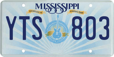 MS license plate YTS803