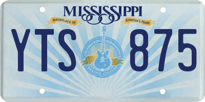 MS license plate YTS875