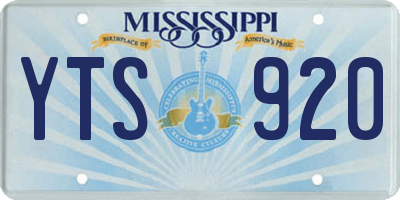MS license plate YTS920