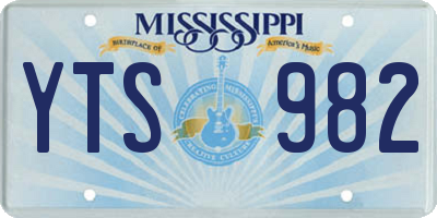 MS license plate YTS982
