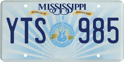 MS license plate YTS985