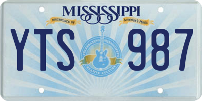 MS license plate YTS987