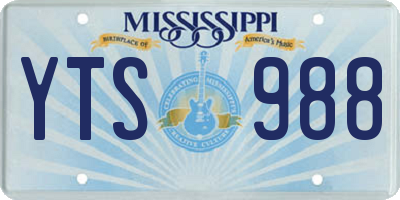 MS license plate YTS988