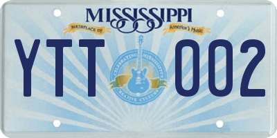 MS license plate YTT002