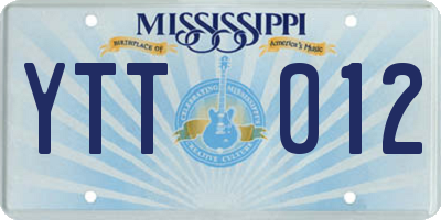 MS license plate YTT012
