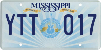 MS license plate YTT017