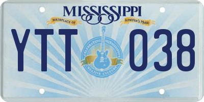MS license plate YTT038