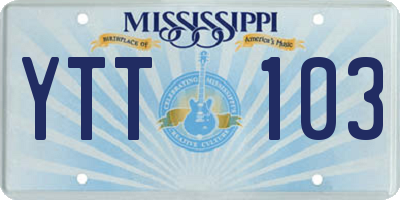 MS license plate YTT103