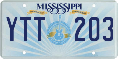 MS license plate YTT203