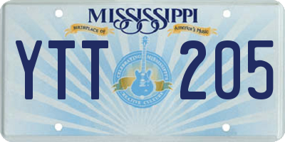 MS license plate YTT205