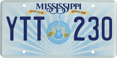 MS license plate YTT230