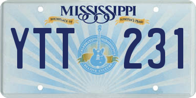 MS license plate YTT231
