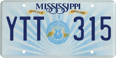 MS license plate YTT315