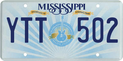 MS license plate YTT502