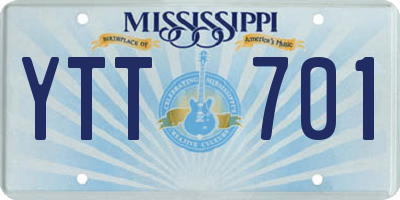 MS license plate YTT701