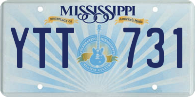 MS license plate YTT731
