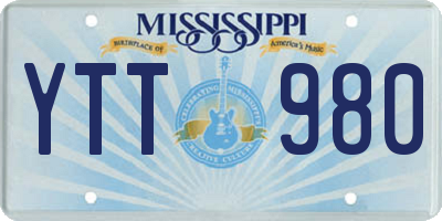 MS license plate YTT980