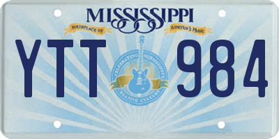 MS license plate YTT984