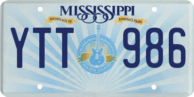MS license plate YTT986