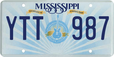 MS license plate YTT987