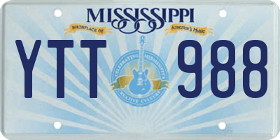MS license plate YTT988
