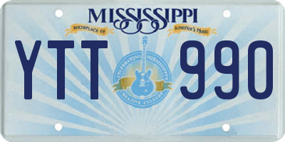MS license plate YTT990