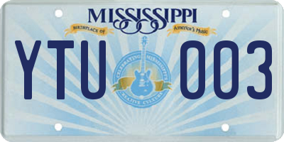 MS license plate YTU003