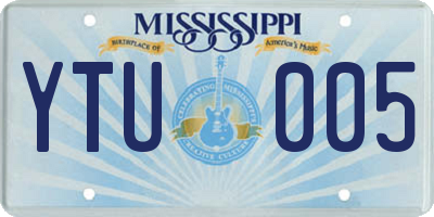 MS license plate YTU005
