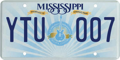 MS license plate YTU007
