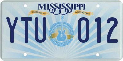 MS license plate YTU012