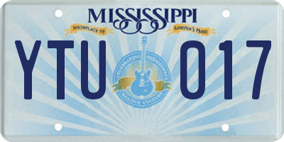 MS license plate YTU017