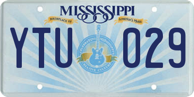 MS license plate YTU029