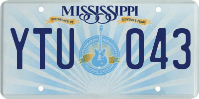 MS license plate YTU043