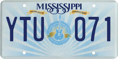 MS license plate YTU071