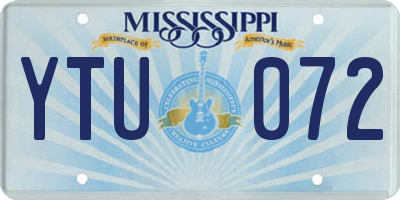 MS license plate YTU072