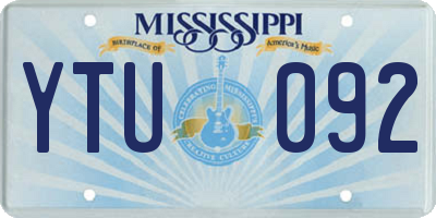 MS license plate YTU092