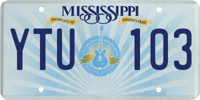 MS license plate YTU103