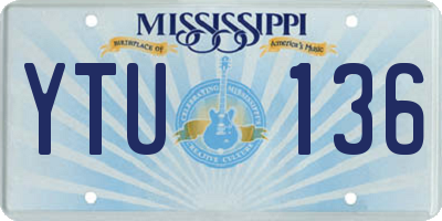 MS license plate YTU136