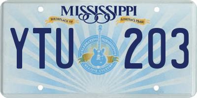 MS license plate YTU203